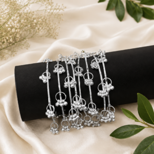 TRENDSWALLA Traditional Silver-Plated Ghungroo Bangle