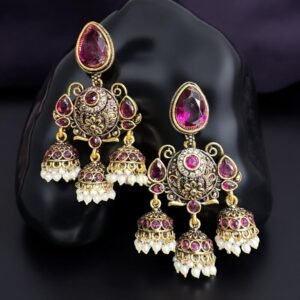 ROYAL EMARLED PEARL JHUMKA EARRINGS
