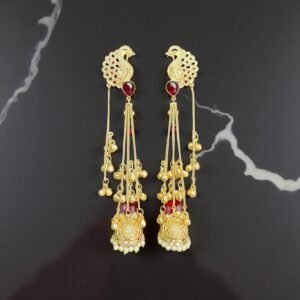 GOLD PLATED PEACOCK SHAPED DROP EARRINGS