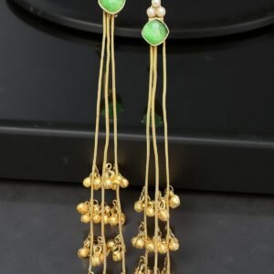 RUBY GLOW LONG TASSEL GHUNGROO EARRINGS