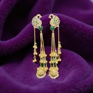 GOLD PLATED PEACOCK SHAPED DROP EARRINGS