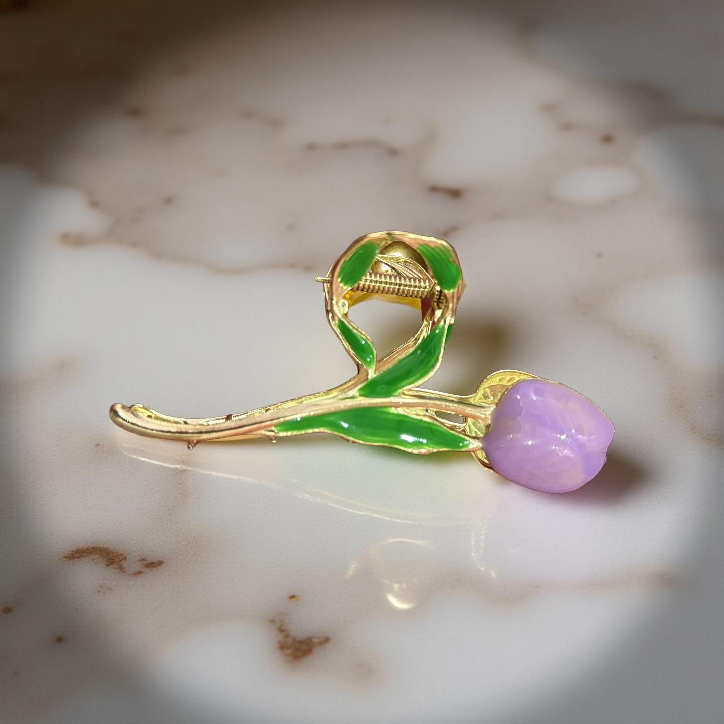 Lavender Petal Gold-Plated Brooch Hair claw clip