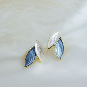 🍃 Dual Leaf Enamel Stud Earrings