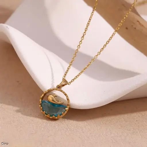Ocean Dolphin Crystal Pendant Necklace