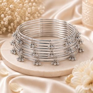 Kashmiri Ghungroo Bangles Set of 8 for Women & Girls – Oxidised Traditional Ethnic Bangles, Indian Jewelry for Bridal, Wedding, Party, Festive & Daily Wear