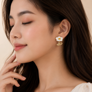 Luminous Dual-Tone Heart Studs