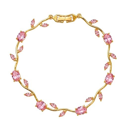 Gold Plated Crystal Vine Bracelet for Women & Girls – Floral Link Bracelet with Sparkling CZ Stones | Elegant Party Use, Wedding, Anniversary & Gift Fashion Jewelry