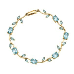 Gold Plated Crystal Vine Bracelet for Women & Girls – Floral Link Bracelet with Sparkling CZ Stones | Elegant Party Use, Wedding, Anniversary & Gift Fashion Jewelry